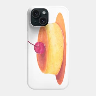 Pop art  watercolor Illustration Caramel flan, vanilla custard Phone Case