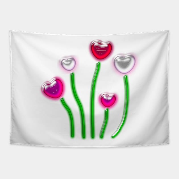 Glass Valentine Flowers Tapestry by Anastasiya Malakhova