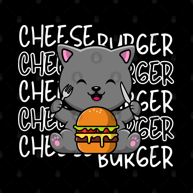 Cute cat eating Cheeseburger by ProLakeDesigns