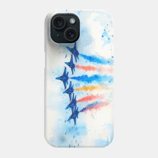 Artistic illustration of acrobatic jets flying over Phone Case