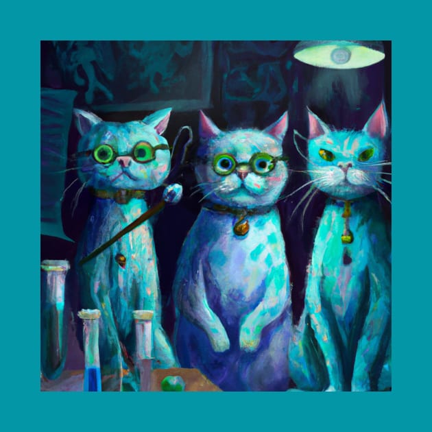 Three Scientific Blue Cats Attempt to Prove Their Hypothesis by Star Scrunch