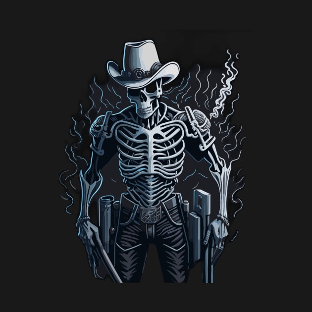 Cowboy Skeleton with Guns by Absent-clo