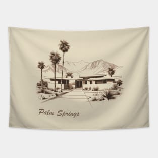 Palm Springs Vintage Style Sketch Tapestry