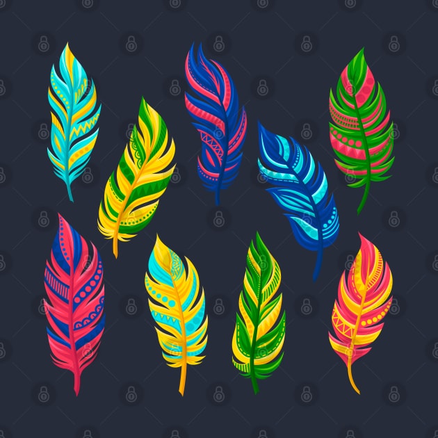 bright colored feathers by Mako Design 