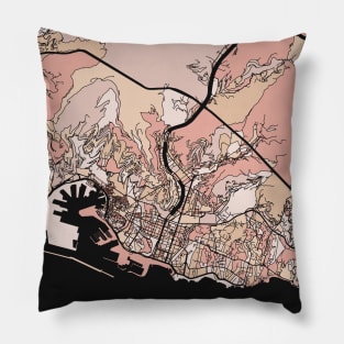 Genoa Map Pattern in Soft Pink Pastels Pillow