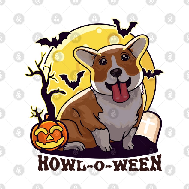 Howl-O-Ween Corgi by  Big Foot Shirt Shop