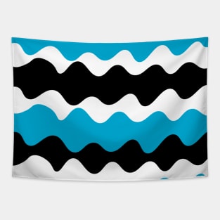 Black blue and white horizontal wavy pattern Tapestry