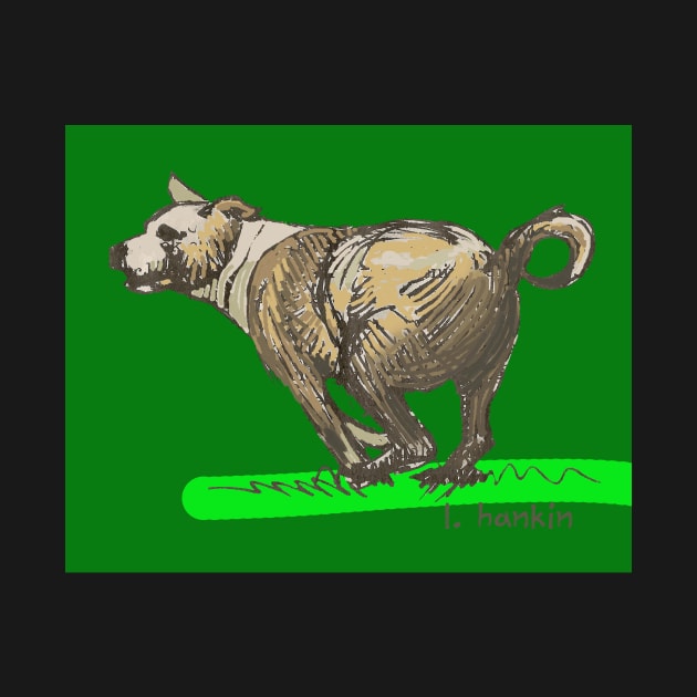 Bryan's Dog on Dark Green Background by LarryHankin