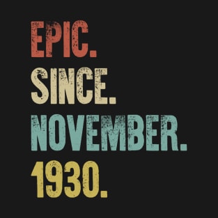 Retro Vintage 90th Birthday Epic Since November 1930 T-Shirt