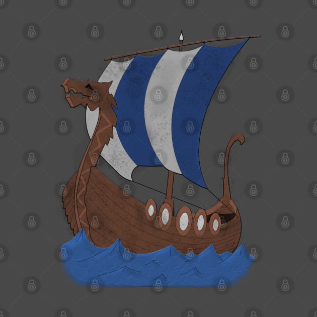 Viking Ship blue with water by Pikolik