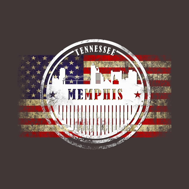 US flag with silhouette Memphis City by DimDom