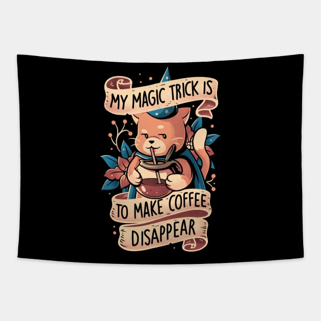 Magic Trick Cat - Cute Coffee Cat Gift Tapestry by eduely