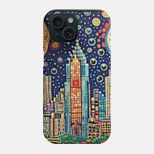 Funky Atlanta Georgia City Skyline Cityscape Colorful Art Phone Case