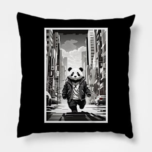 Panda in the Street Pillow