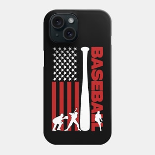 USA Flag Baseball Player Silhouette Phone Case