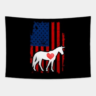 Unicorn Merica Usa American Flag Tapestry