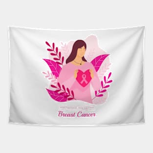 In October We Wear Pink Breast Cancer Awareness Survivor Tapestry