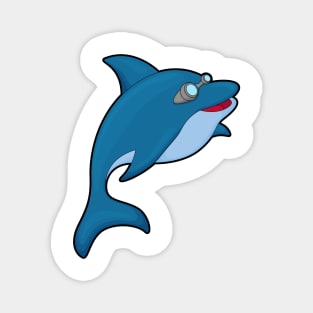 Dolphin at Swimming with Swimming goggles Magnet