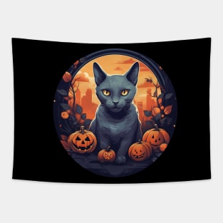 Russian Blue Cat Halloween, Cat Lover Tapestry