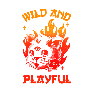 WAP Wild and Playful Cool Biker Cat Purring And Playing Evil Wittle Red and Orange Fireball of Furry Fury Art T-Shirt