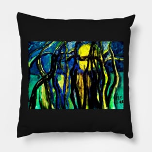 A Full Moon in the Forest that Comes Out of the Shadows of Paganism Pillow