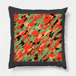 Orange Olive Camouflage Pillow