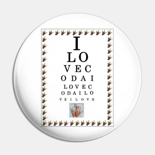 ASL I Love CODA Eye Chart Pin