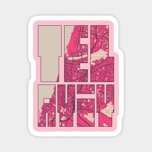 Tel Aviv, Israel City Map Typography - Blossom Magnet