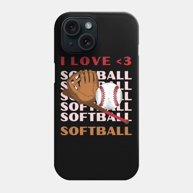 I love Softball My Favorite Softball Player Calls Me Mom Gift for Softball Phone Case by BoogieCreates