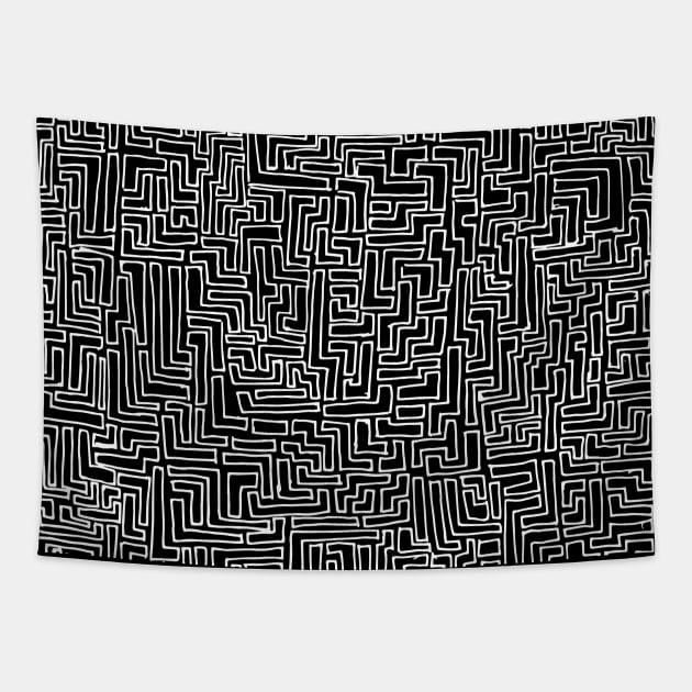 Abstract Ink Drawing #7 Black Tapestry by MrBenny