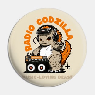 Radio Godzilla Music-Loving Beast Pin