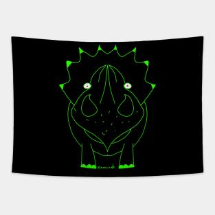 Triceratops dinosaur fisheye green Tapestry