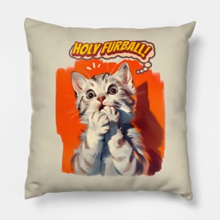 Holy Furball! vintage charming kitty cat Pillow