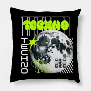 TECHNO - Y2K planet (lime) Pillow