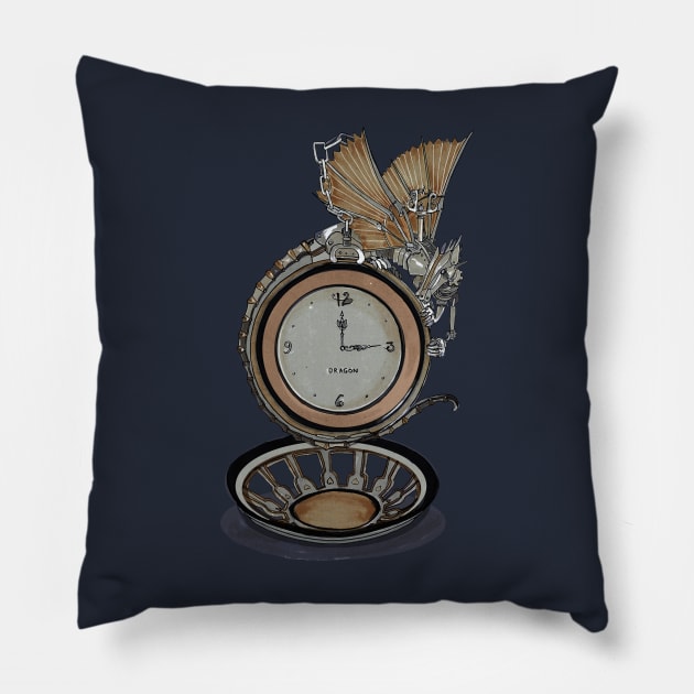 The Clockwork Dragon Pillow by FishWithATopHat