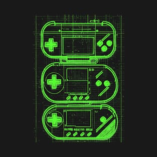 Green Handheld Gaming Blueprint T-Shirt