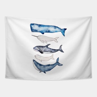 Watercolor Whales Tapestry