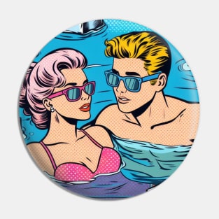 Chill out, Stay Cool Pop Art Romance Pin