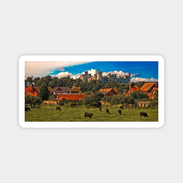 Arundel Castle, Red Rooftops and Cows Magnet by Chris Lord