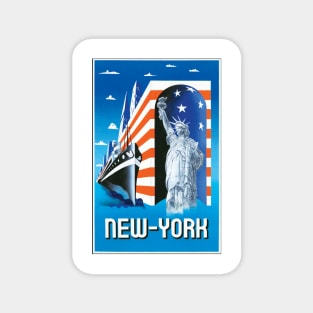 New York City Statue Of Liberty Ship Vintage Magnet