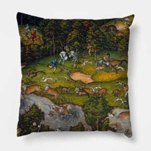 Hunting near Hartenfels Castle by Lucas Cranach the Elder Pillow