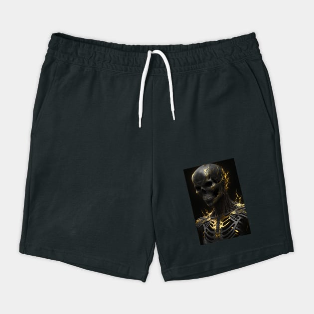 Dark Elegance: A Demon Skull bedecked with Golden Fissures by Darksavage