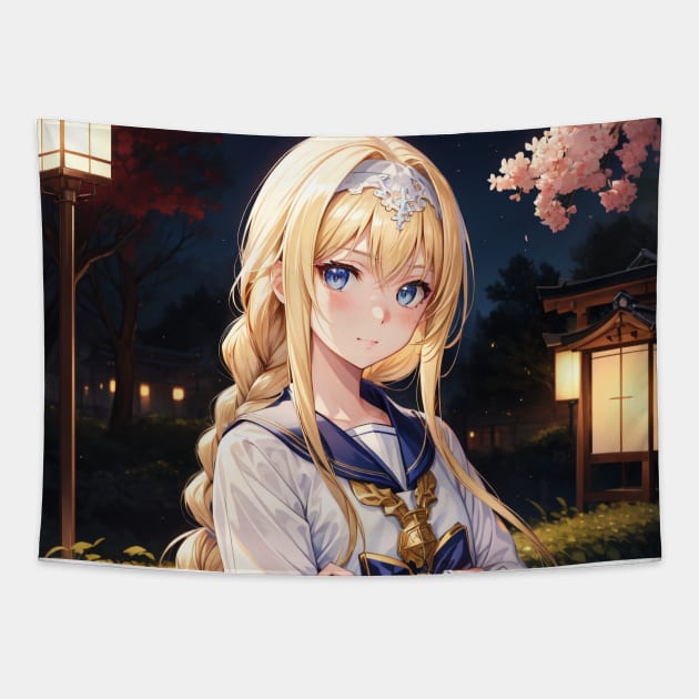 alice night Tapestry by WabiSabi Wonders