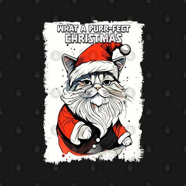 Funny Christmas Quote Cute Santa Claus Cat Illustration for Pet Lovers and Owners by Naumovski