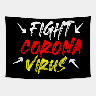 fight corona virus typography Tapestry