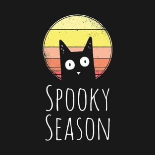 Spooky Season Cat Vintage Sunset Gift Halloween Spoopy T-Shirt