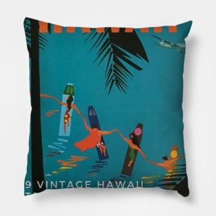 Hawaii Vintage Travel Art Pillow