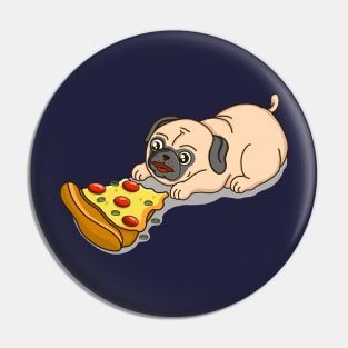 Pug Eating Pizza Pin
