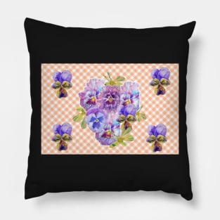 Shabby Chic Purple Pansy floral Pink Pattern Pillow