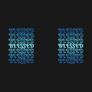 Blessed Stacked Text Blues T-Shirt